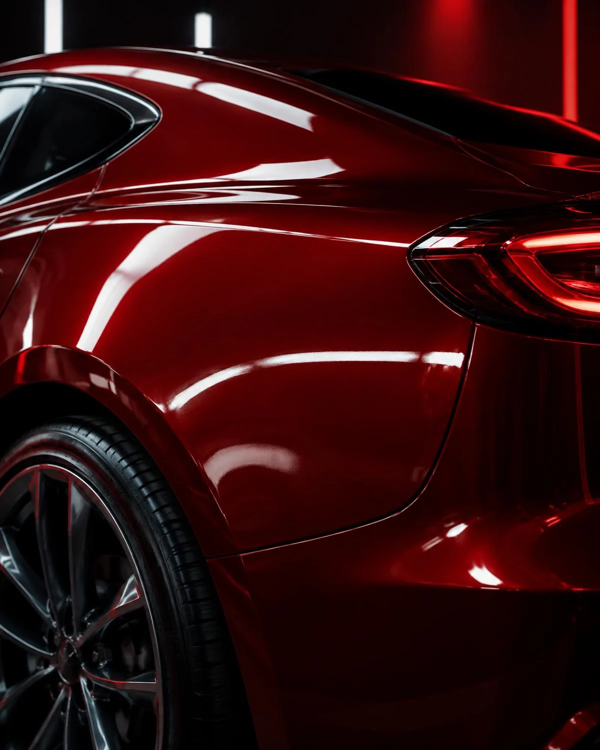 Illustrative glossy refinished red quarter panel