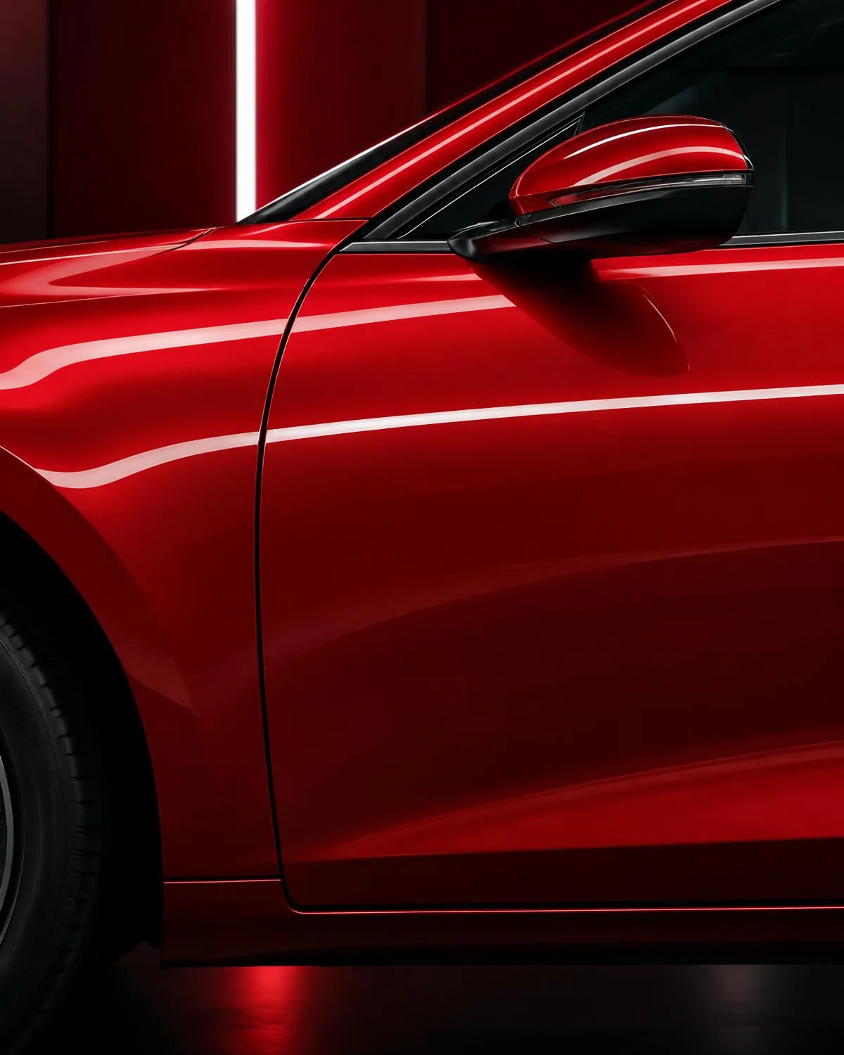 Illustrative color-matched red door