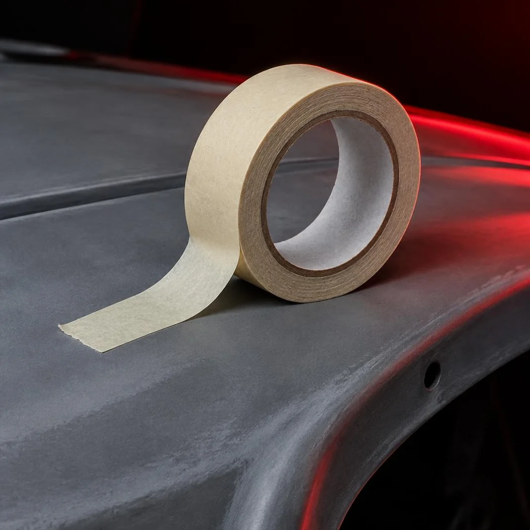 Masking tape on a prepared panel